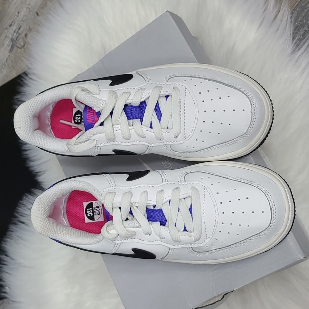 Nike Force 1 (PS) Summit White Black Sneakers-12c - Picture 6 of 10